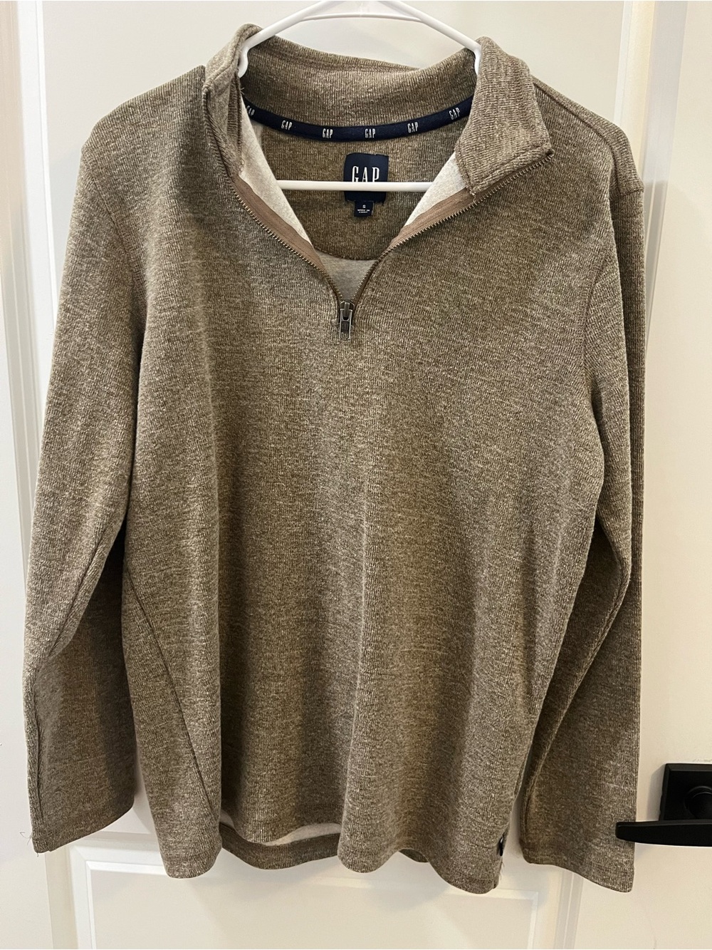 GAP Zip-Neck Sweater in Brown Heather
